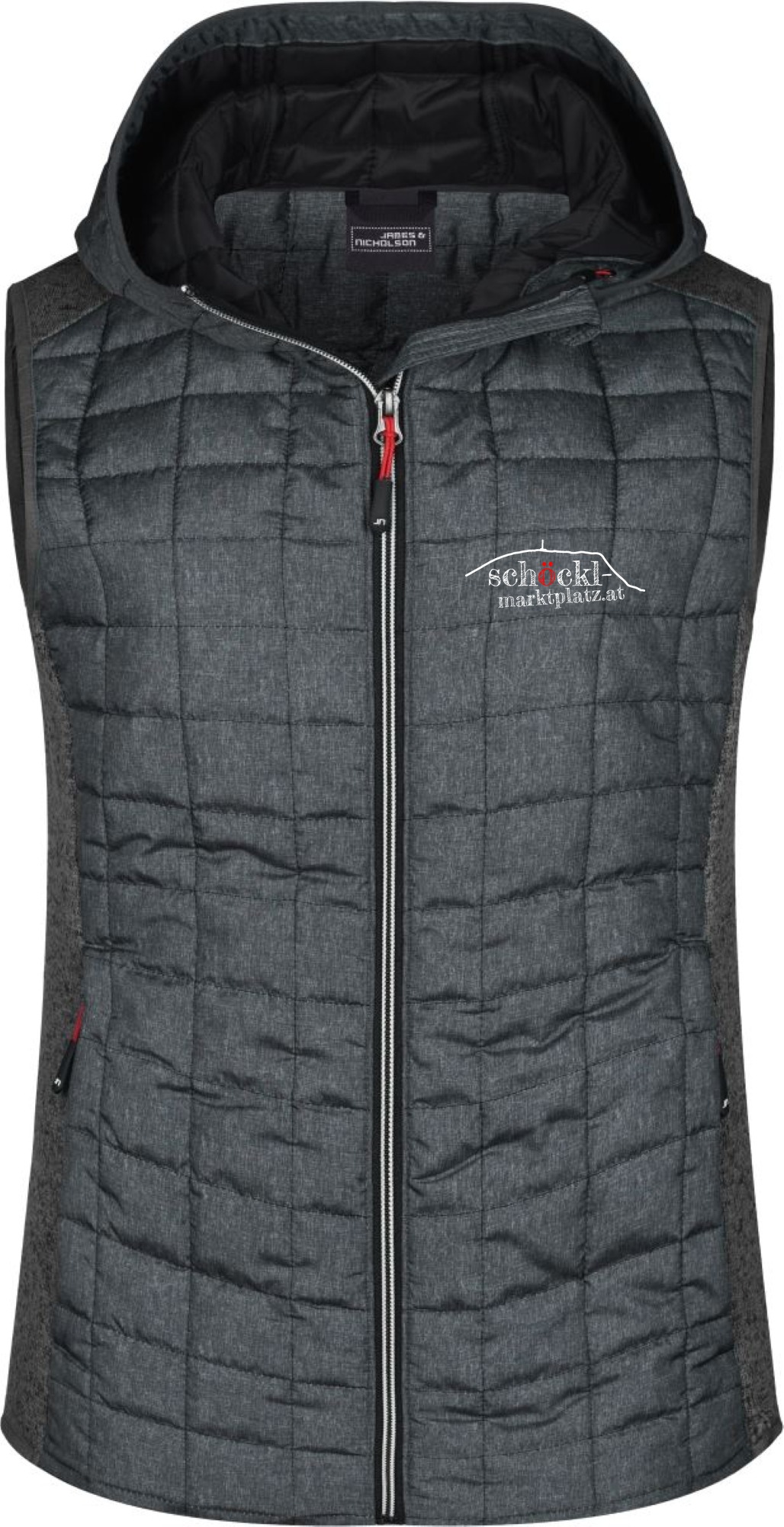 Der Schöckl ruft, Hybrid Strickfleece Gilet mit Kapuze